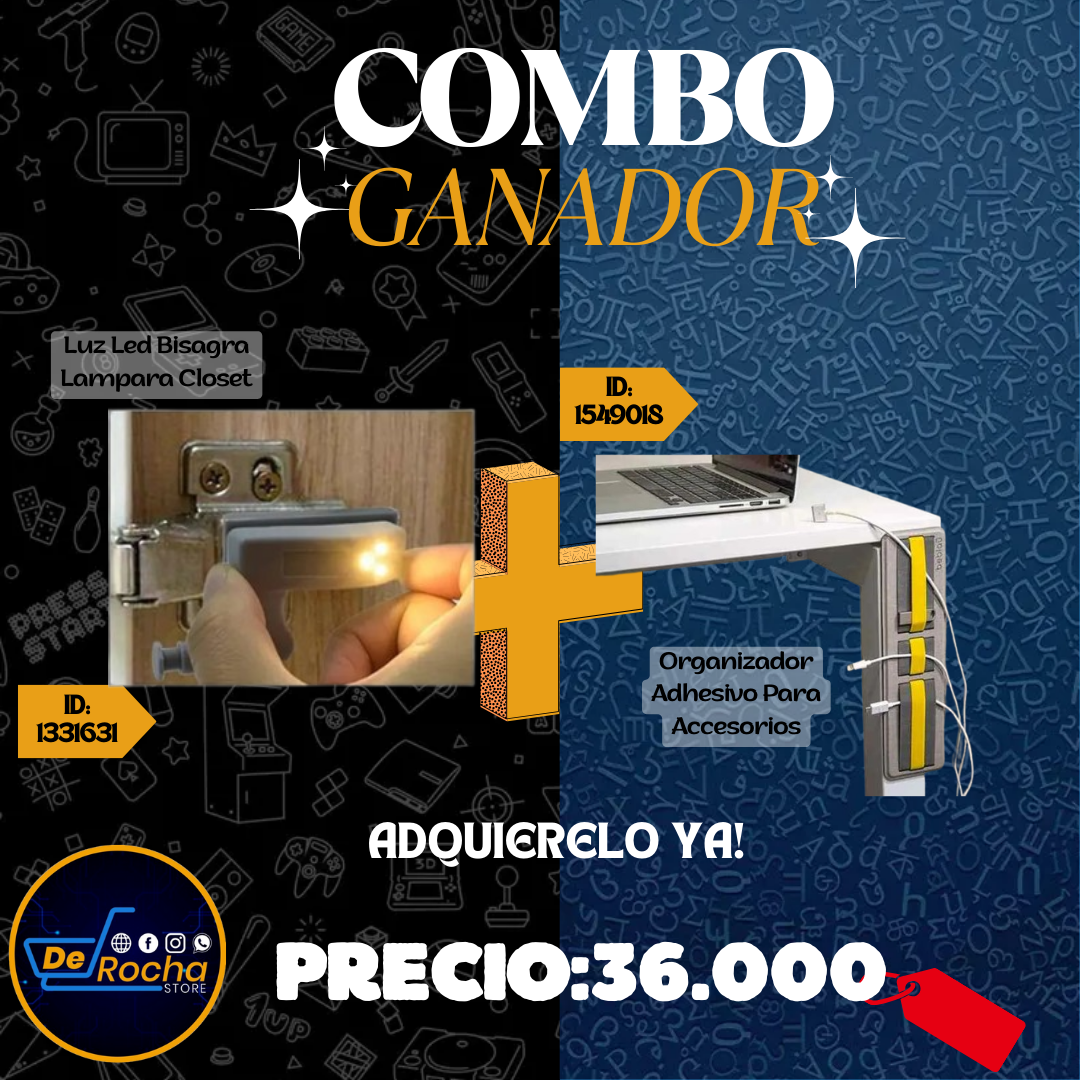 combo organizador adhesivo+luz led bisag